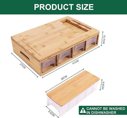 Cutting Board Bamboo with 4 Trays