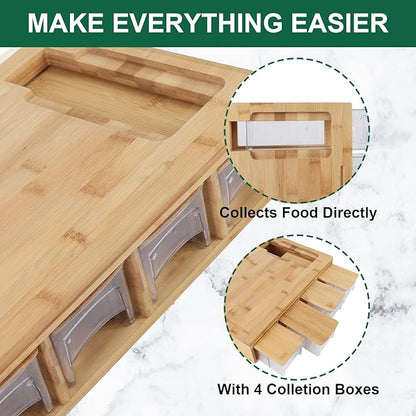 Cutting Board Bamboo with 4 Trays