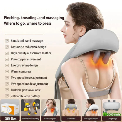 Neck shoulder back waist kneading massager